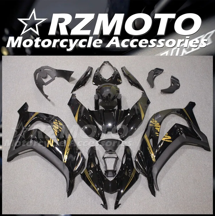 

4Gifts New ABS Motorcycle Fairings Kit Fit for Kawasaki Ninja ZX- 10R ZX10R 2016 2017 2018 2019 16 17 18 19 Black Golden