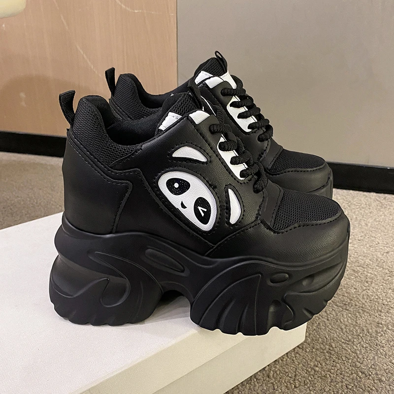 

Женские ботильоны на платформе новинка осень 10 см Толстая подошва повседневные массивные ботинки дышащая прогулочная Белая обувь женские кожаные кроссовки