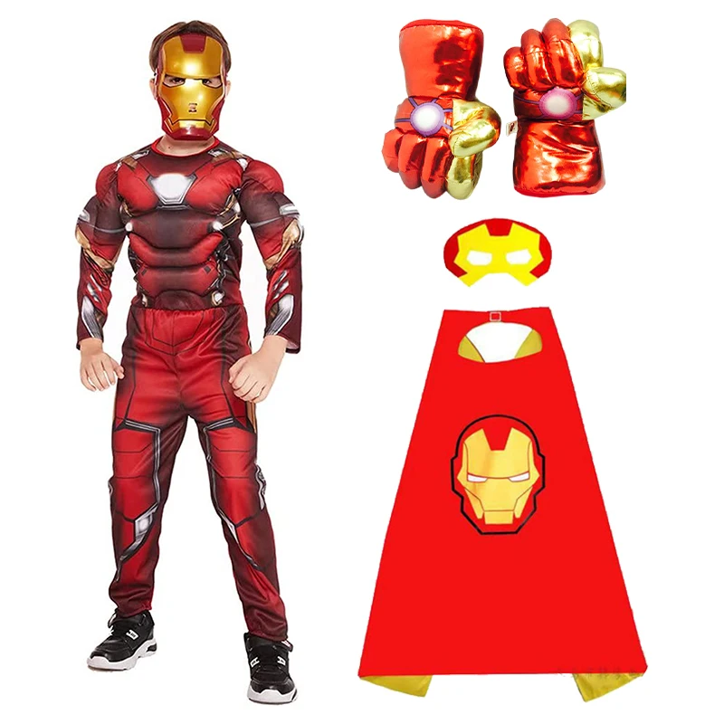 Детский-костюм-Железного-человека-в-стиле-супергероев-marvel-комбинезон-Мстителей-плюшевые-перчатки-костюм-на-Хэллоуин-для-детей