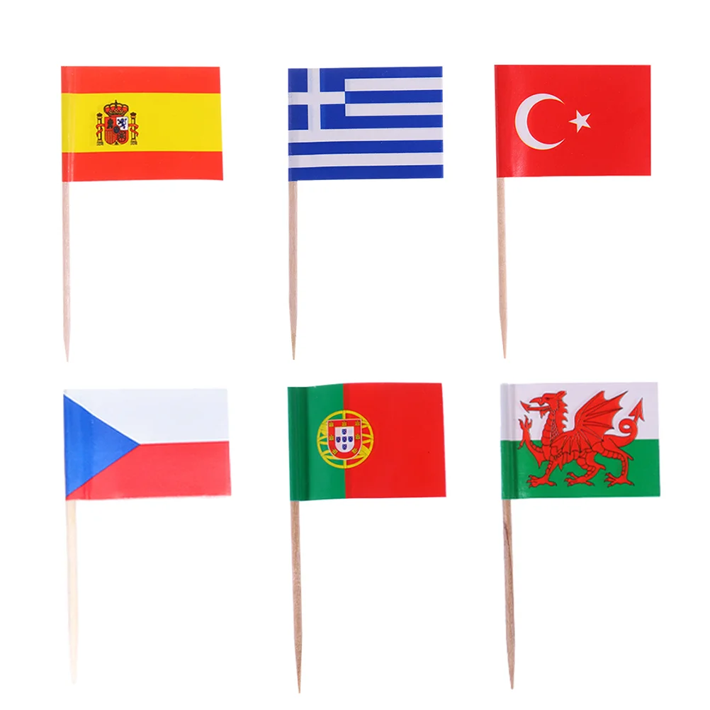 

125PCS National Flag Toothpick Flag Picks Flag Toothpicks Party Accessory (Assorted Style）