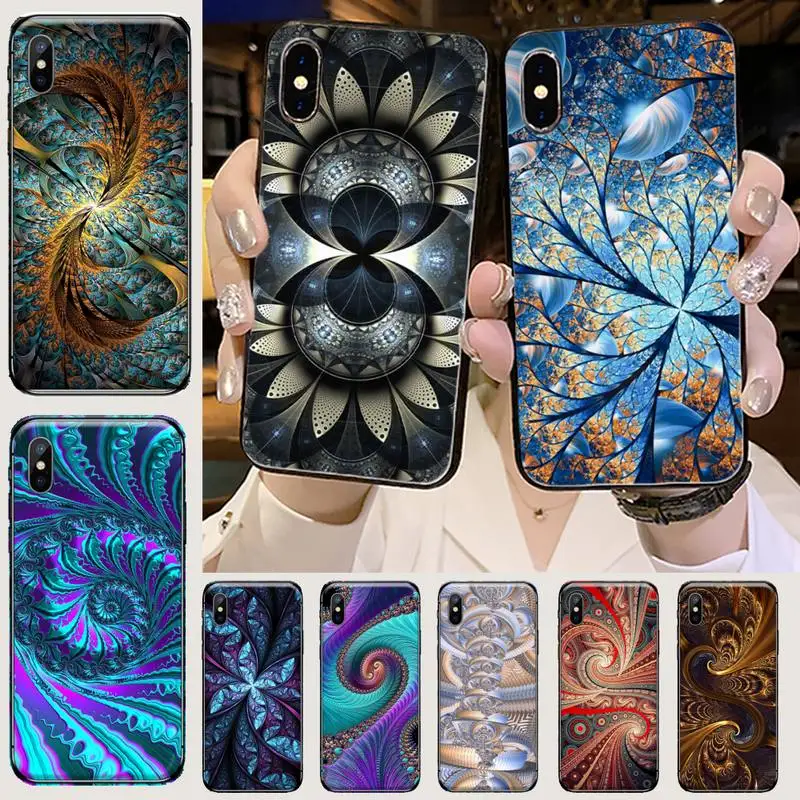 

Blowing Pieces of Algorithmic Fractal art Psychedelic pattern Phone Case For iphone 12 11 13 7 8 6 s plus x xs xr pro max mini