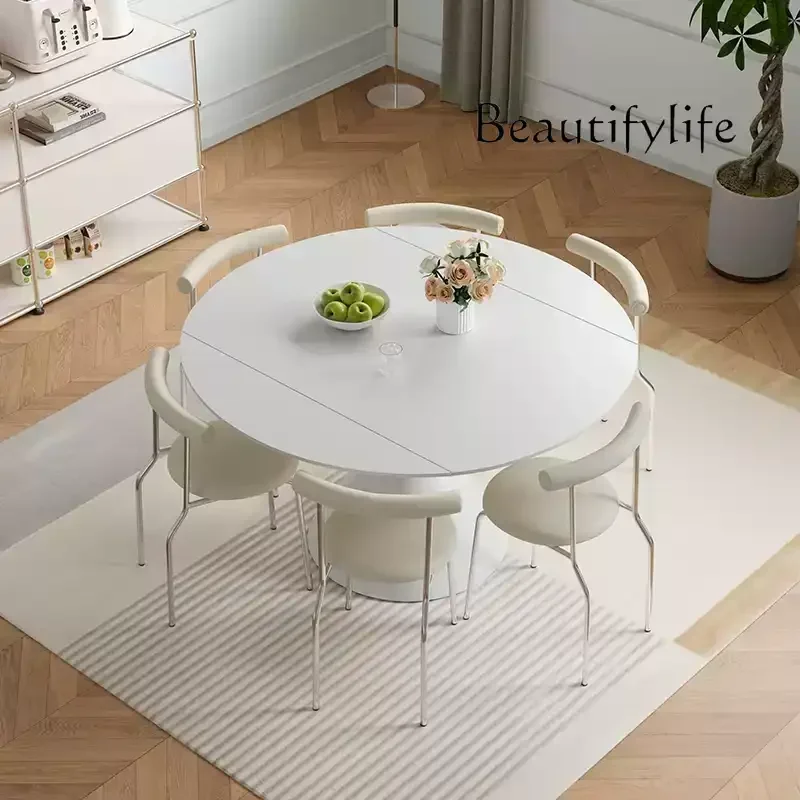 Скандинавский телескопический обеденный стол из каменной плиты бытовой круглый