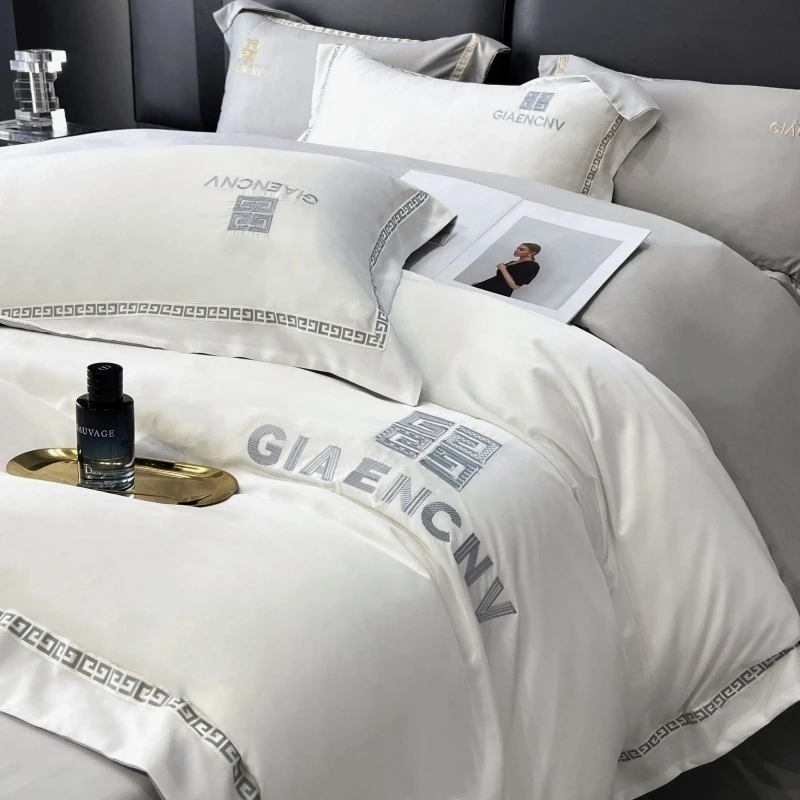 Роскошный набор из 140 предметов в гостиничном стиле Шелковый пододеяльник с