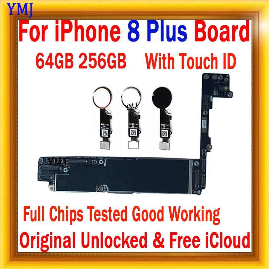 

Factory Unlocked For iphone 8 Plus Motherboard With / Without Touch ID For iphone 8P 8Plus Mainboard Free iCloud Logic board