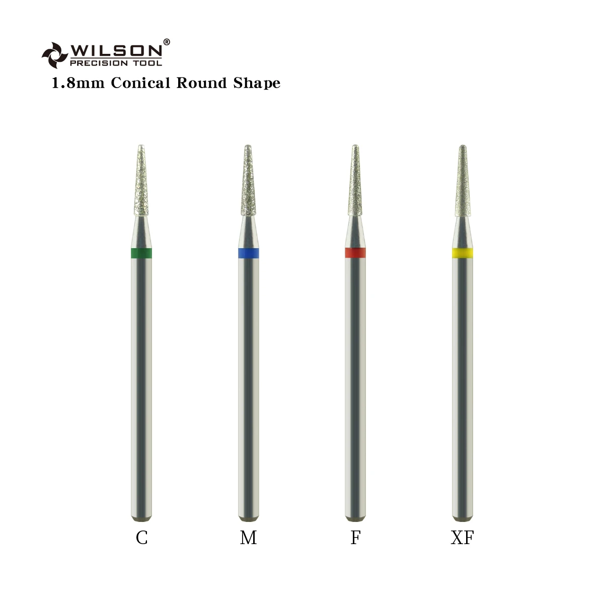 

1.8mm Conical Round Shape Diamond Bits nail drill bits WILSON PRECISION TOOL