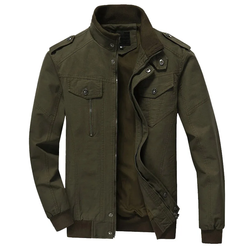 

Fashion Overalls Men Bomber Jacket Cotton Long Sleeve Khaki Flight Autumn Jacket Casual Male Plus Size Green Coat 6xl Boys Tops