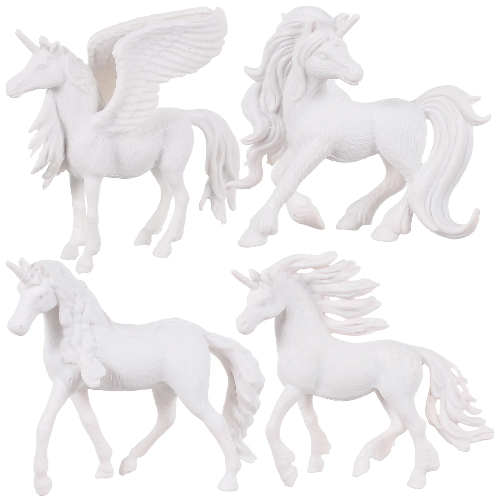 

4 Pcs Coloring White Embryo Cake Topper Decorations Plastic Child Mini Toys Kids