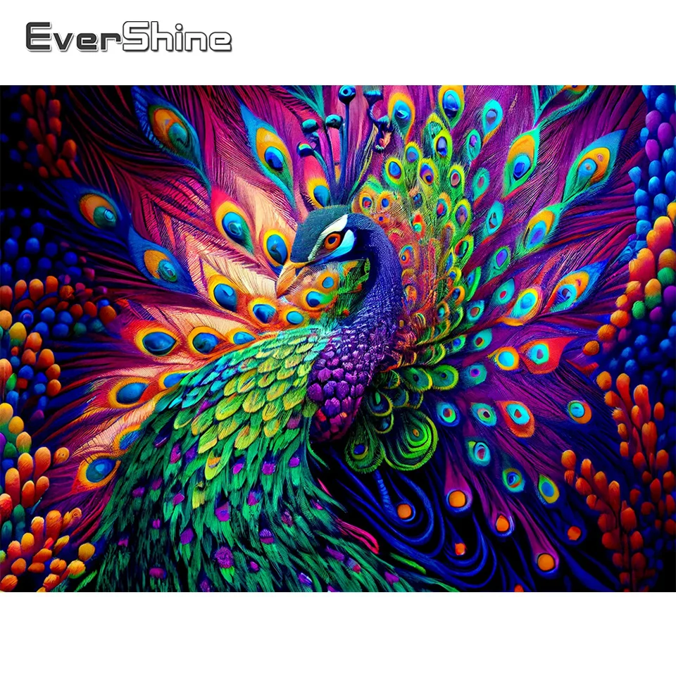 

Evershine 5D Diamond Painting New 2023 Peacock Cross Stitch Kits Full Square Diamond Embroidery Animal Mosaic Art Handmade Hobby