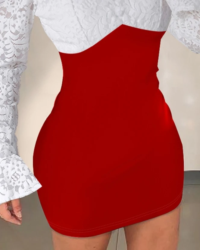 Женские платья весеннее модное пикантное контрастное Кружевное облегающее