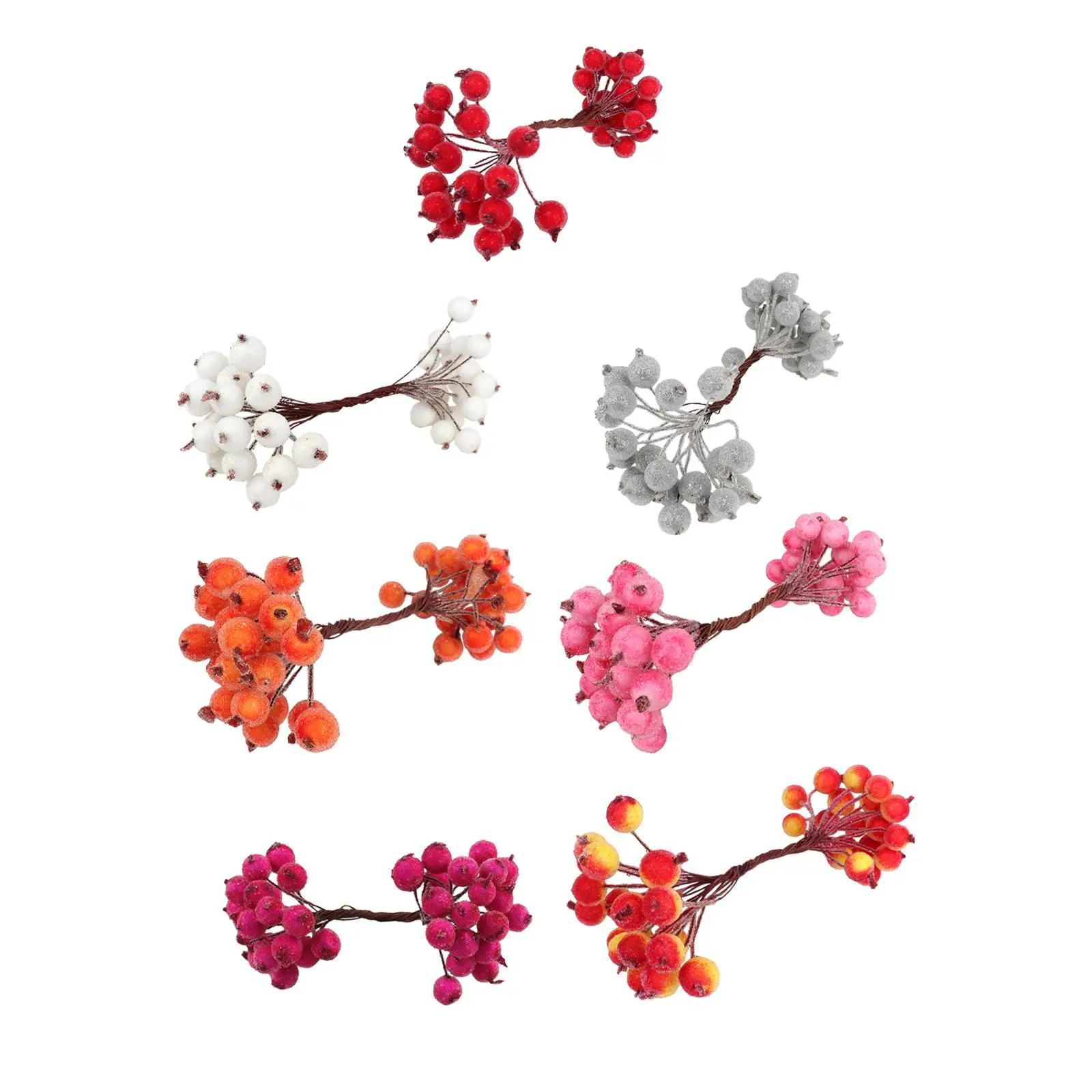 Искусственные матовые ягоды падуб 20-проволочные елочные украшения