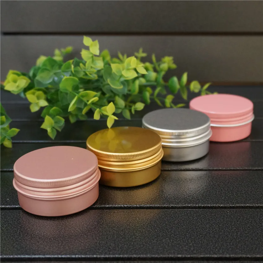 

50g Empty Refillable Round Aluminum Box Metal Tin Cans 50ml Silver/gold Cosmetic Cream Pink Containers Jar Tea Aluminum Pot