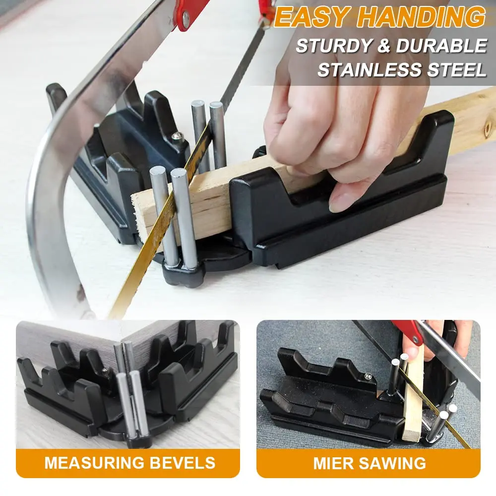 

Bevel Gauge and Mitre Box 2-in-1 Mitre Measuring Cutting Tool Measure Bevels and Miter Sawing Angle Cutting Tool For Baseboards
