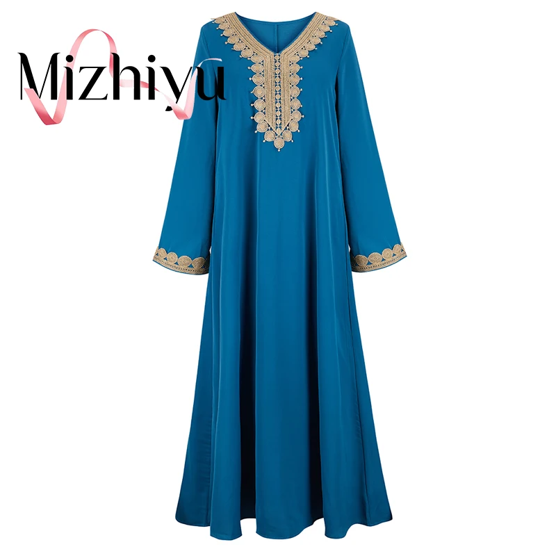 Длинное мусульманское платье-макси Abaya Дубай, длинное платье Djellaba, женские африканские платья в мусульманском стиле для женщин