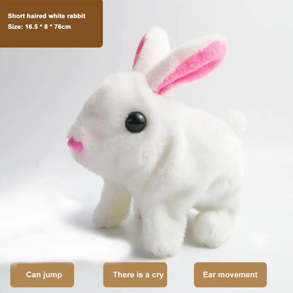 

3 Colors Simulation Rabbit Move Ears Can Run Plush Toy Can Walk Electric Pet Children Toy 1pcs Interactive Toys Can Bark