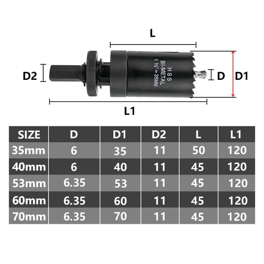 

35-70mm Drill Bi-Metal Hole Chuck Cutter Drill Hole Saw With 1/4\\\\\\\" Shank