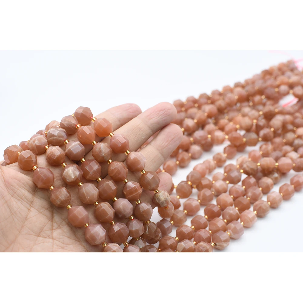 

10mm Natural Faceted Orange moonlight stone round beads For DIY necklace bracelet jewelry making 15 "free delivery