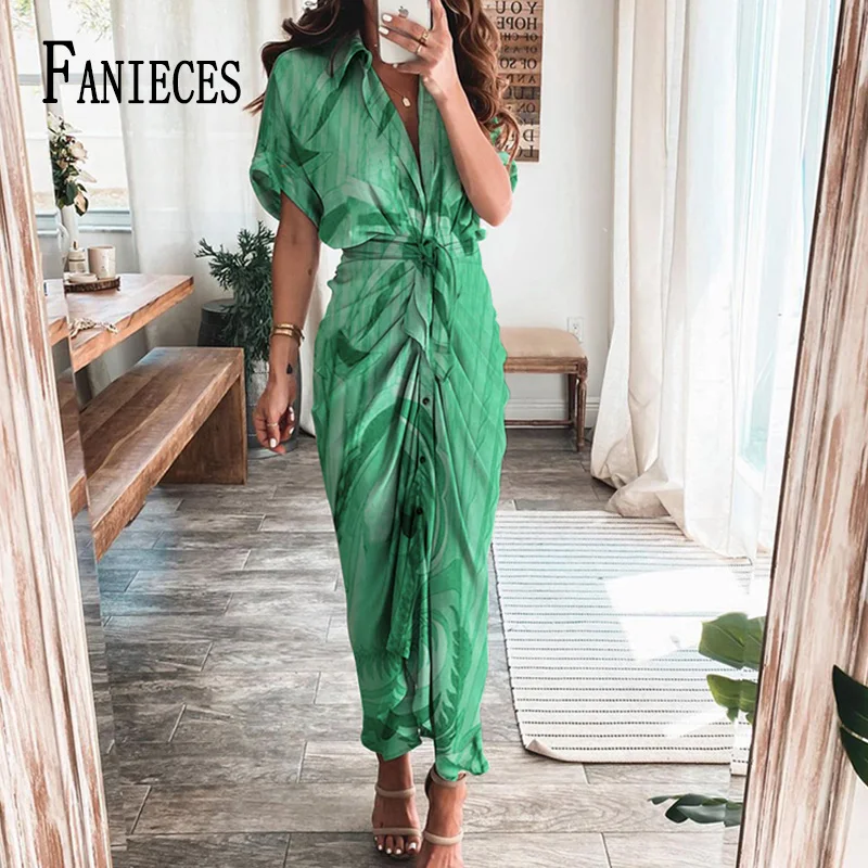 

FANIECES женское платье с цветочным принтом с коротким рукавом Макси платье Весна Осень повседневное тонкое длинное платье женское элегантное платье вечерние платья