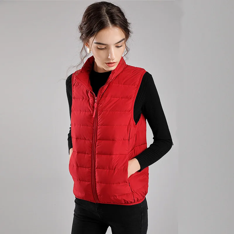 Ladies Lightweight Down Jacket Vest 2022 New Winter Short Fashion Stand Collar Slim Coat