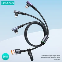 usams u80 right angle 3 in 1 micro usb type c cable for macbook huawei xiaomi samsung fast charger 66w usb c cable for iphone 13