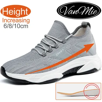Vanmie Elevator Shoes for Men Black Casual Sneakers Men Invisible Height Increase Shoes Men Lift Shoes 6/8/10 cm 1