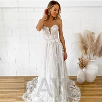 vintage wedding dress strapless exquisite appliques tulle sleeveless elegant princess mopping gown vestido de novia women