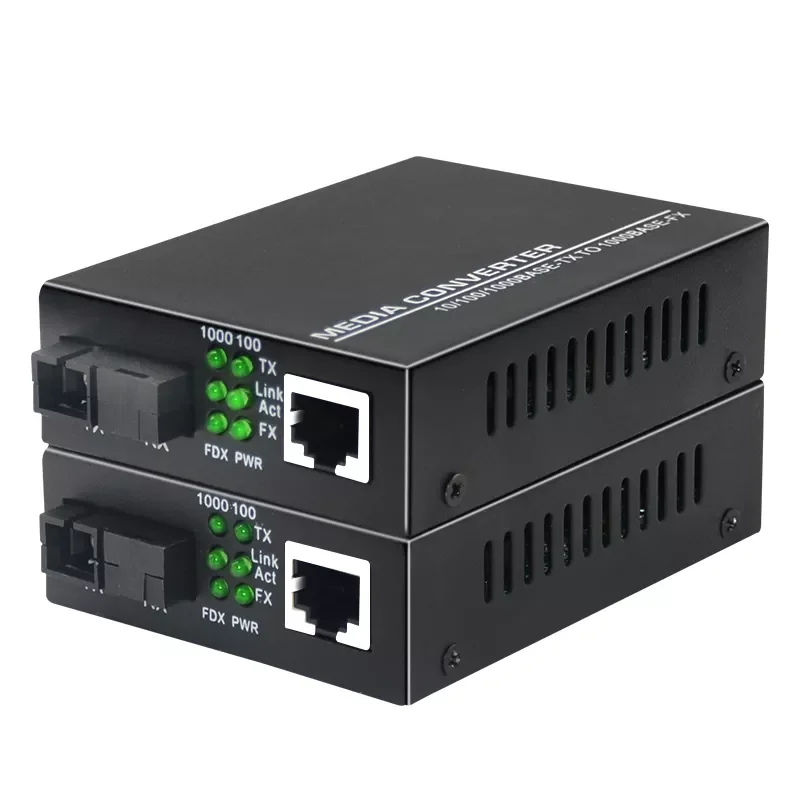 

Fiber Optical Media Converter 1000/100Mbps Ethernet RJ45 Single Mode Single Fiber TX RX SC Port External Power Supply