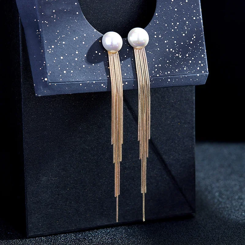 Винтажные элегантные длинные женские серьги с бахромой в корейском стиле