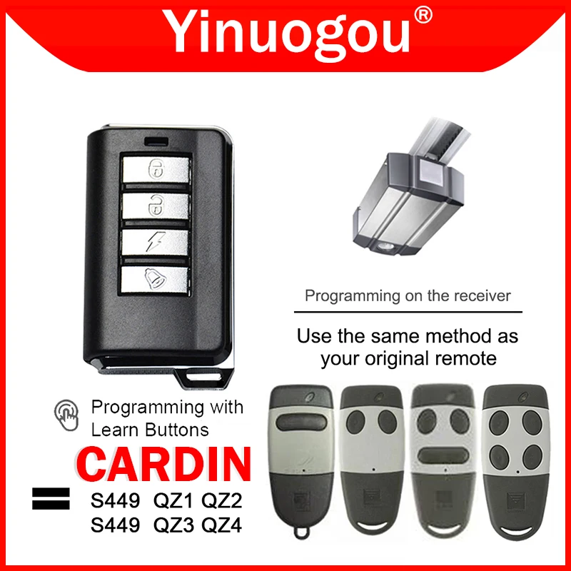 

For CARDIN S449 QZ2 QZ4 Garage Door / Gate Remote Control 433MHz Rolling Code Cardin QZ1 QZ3 Remote Control Garage Door Opener