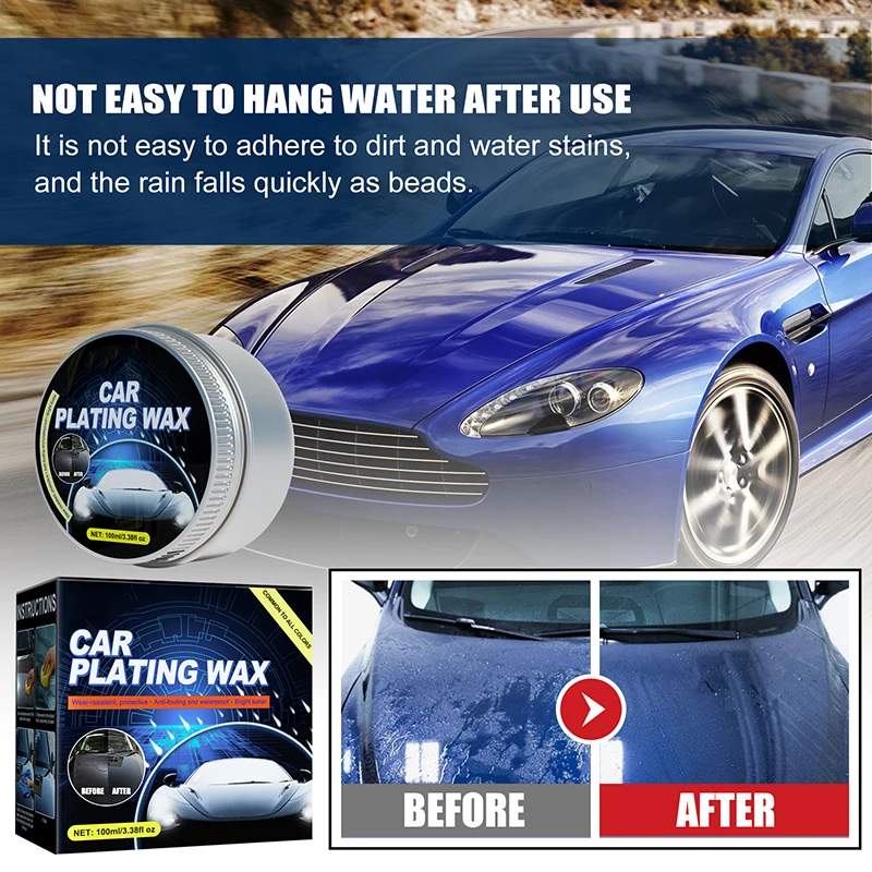 

1set Car Wax Crystal Plating Set 100ml Hard Glossy Wax Layer Automobile Waterproof Dustproof Film With Sponge Towel