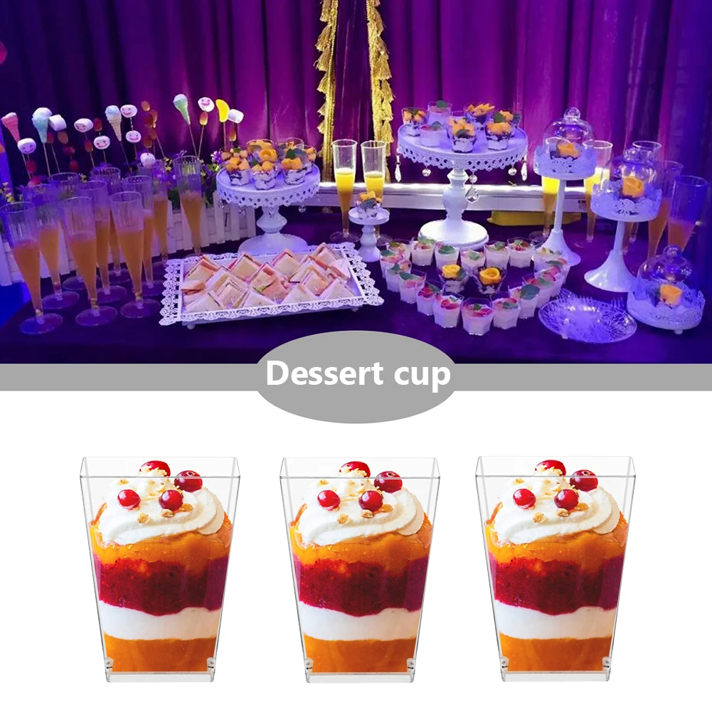 

160ml Dessert Clear Cup Non-toxic Tasteless Parfait Tumbler Non-Deformation Space Saving for Jelly Mousse Ice Cream Yogurt