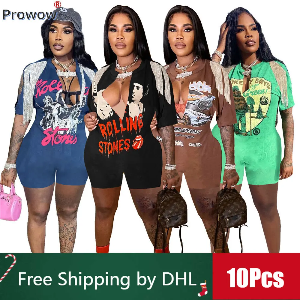 

Женский Летний комбинезон с принтом в стиле хип-хоп, 10 шт.