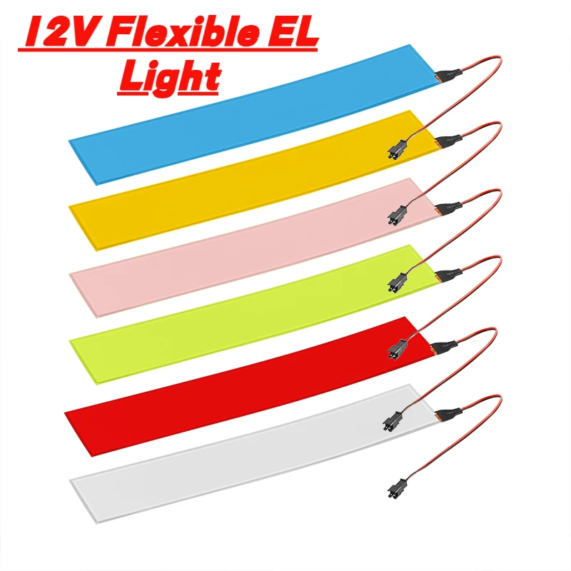 Panel de luz Flexible electroluminiscente, lámpara de tira de luz trasera con inversor, accesorios para coche, fiesta, hogar, 30x5cm, 12V