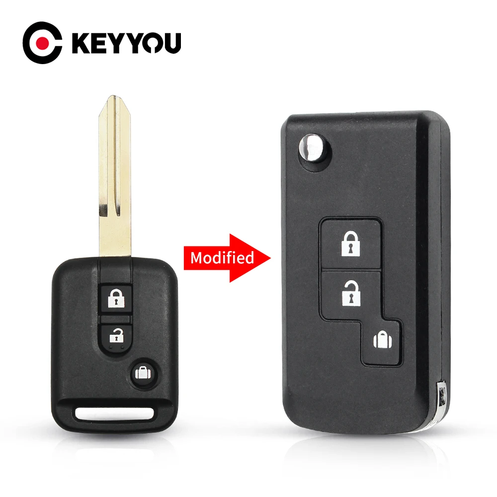 

Чехол KEYYOU для дистанционного ключа для Nissan Elgrand, чехол для автомобильного ключа с тремя кнопками Navara 350Z в солнечном новом стиле