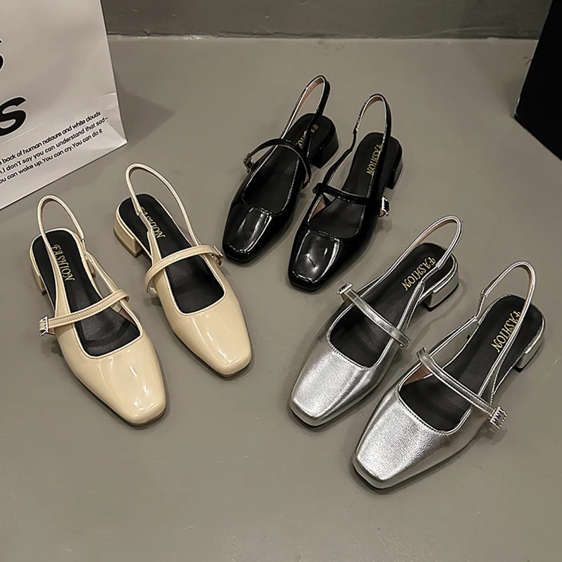 Женские сандалии на среднем квадратном каблуке туфли в стиле ретро летние мэри