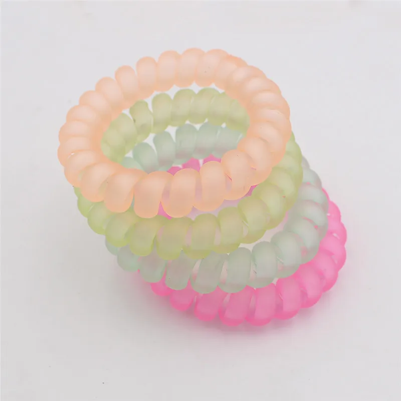 2022 New Women  Heart Stars Telephone Wire Rubber Bands Stretchy Colors Non-mark Spiral Coil Ropes  5.5cm Solid Hair Ties 10pcs images - 6