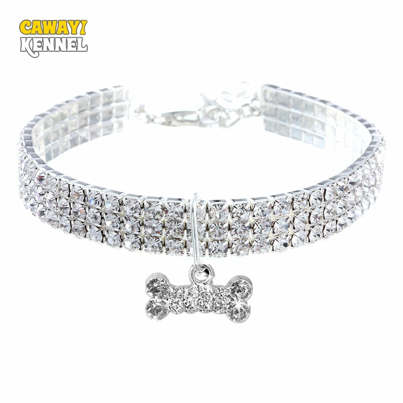 

CAWAYI KENNEL Rhinestone Dog Collar Crystal Puppy Chihuahua Pet Dog Collars Leash for Small Medium Dogs Mascotas Accessories