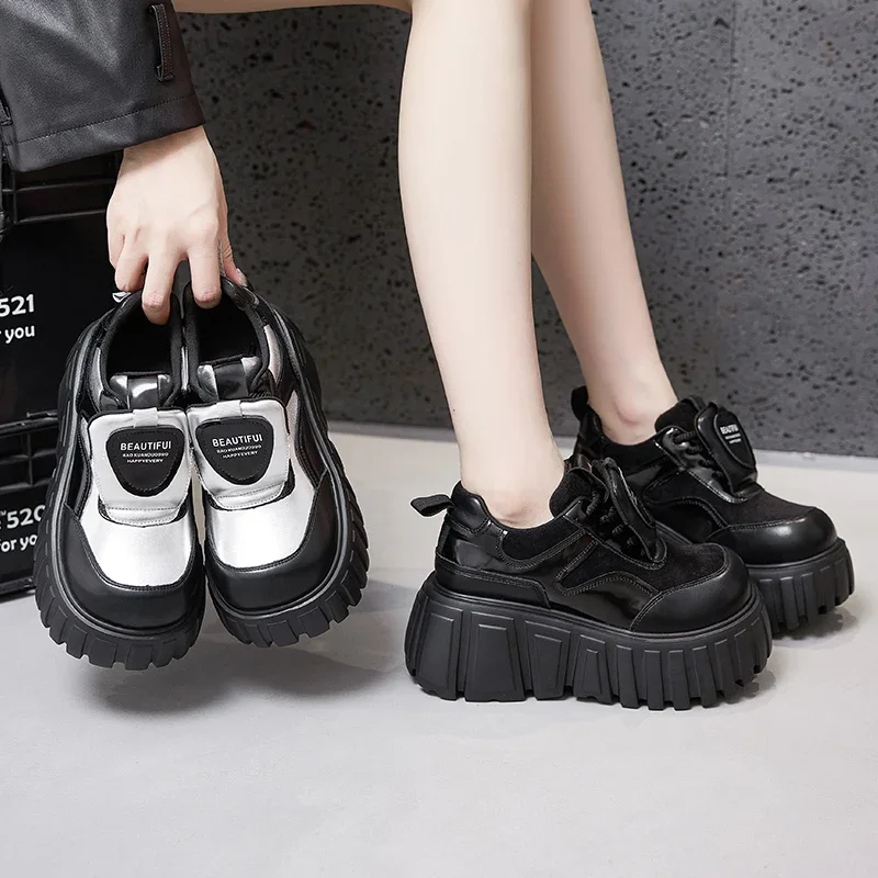 Женские туфли на высокой платформе AUTUSPIN кожаные лоферы разных цветов толстой