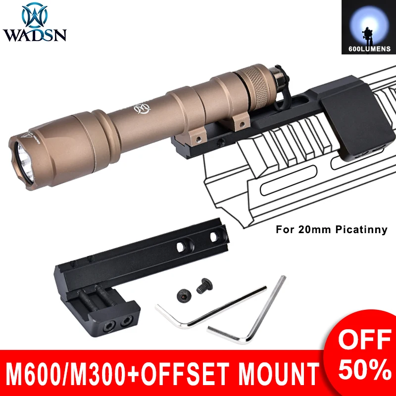 Wadsn M600C Tactical Flashlight Offset Adaptive Mount for 20mm Picatinny Rail SF M600 M300A Hunting WeaponScout Light ThorntBase