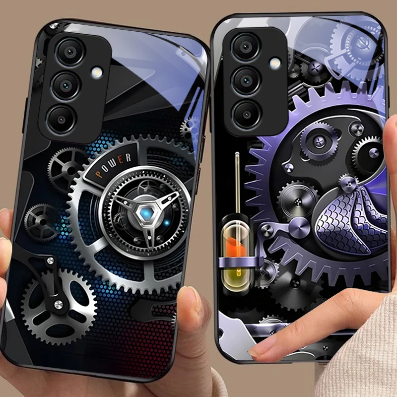 Текстура Gear Green для Samsung Galaxy A15 5G 54 4G 51 50 24 35 90 71 12 53 52S 80 22 34 Черный чехол телефона из