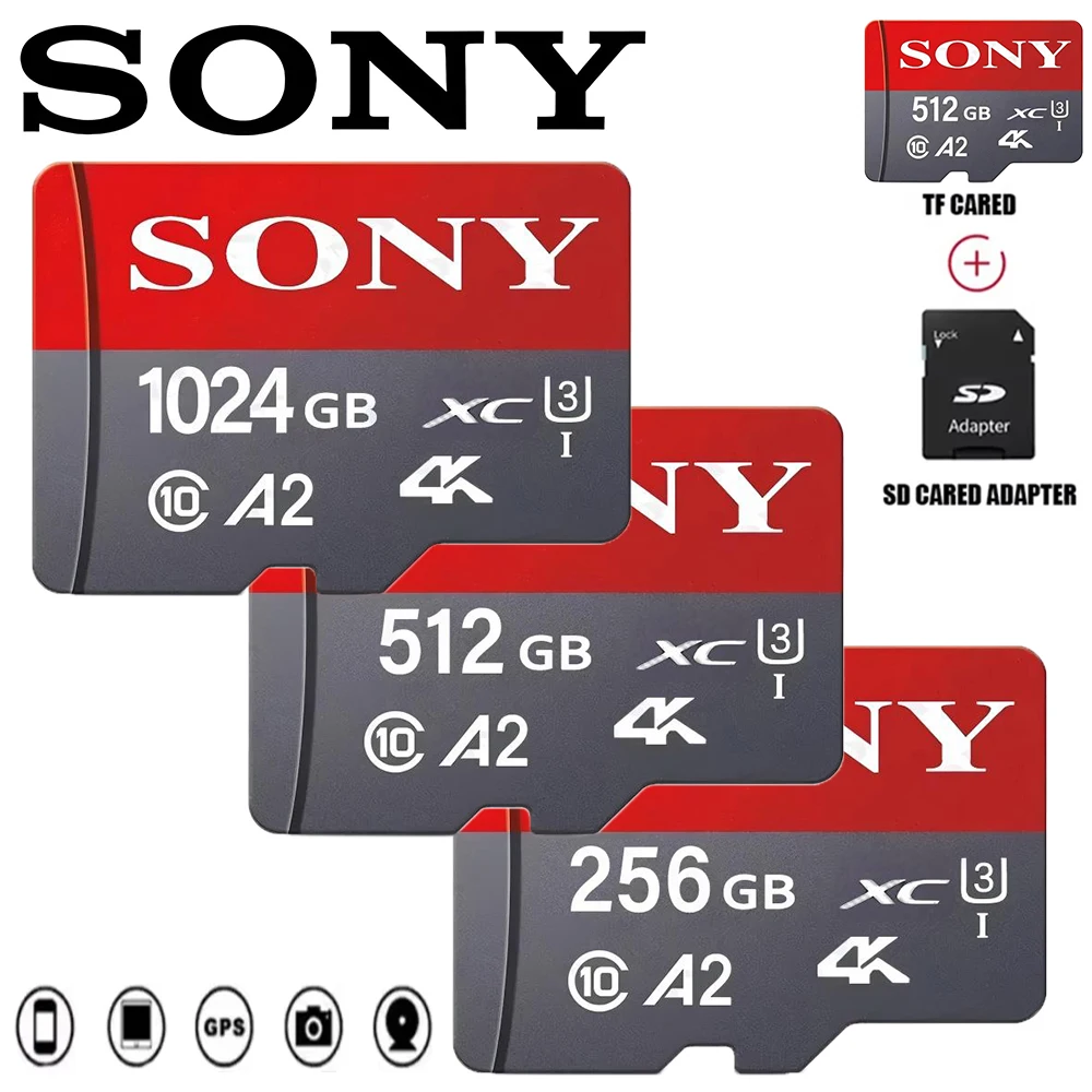 Фото Sony 100% оригинальная карта Micro Tf SD класса 10, 1 ТБ, 512 ГБ, 256 ГБ, 128 ГБ, 64 ГБ, микро-карта Cartão De Memória, записывающее устройство для вождения, камера №1
