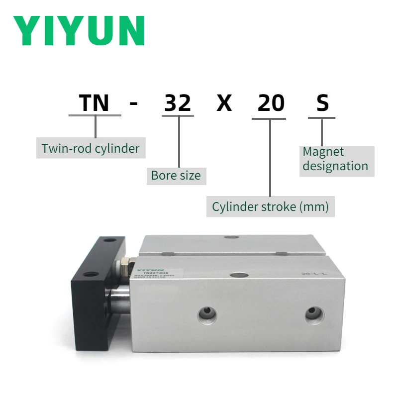 TN10 TN16 TN20 TN25 TN32 TN40 TN50X10 20 30 40 50 60 70 75 80 100125 200250300 AIRTAC Тип YIYUN цилиндр с двойным стержнем