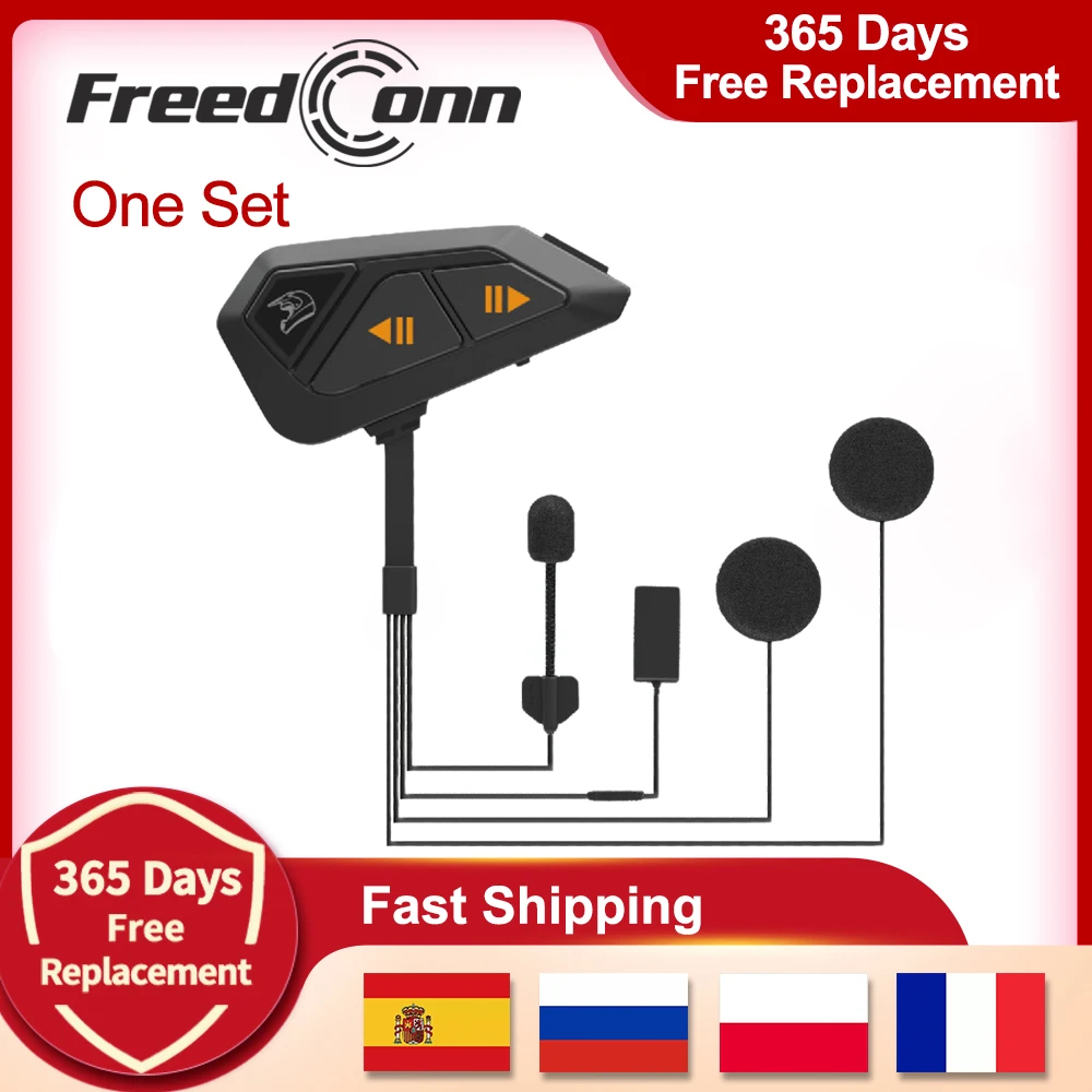 

Мотогарнитура FreedConn С Bluetooth-интеркомом, 6 Каналами, FM, Групповой Музыкальной Связью На 1200 М, Для Мотоциклетных Шлемов