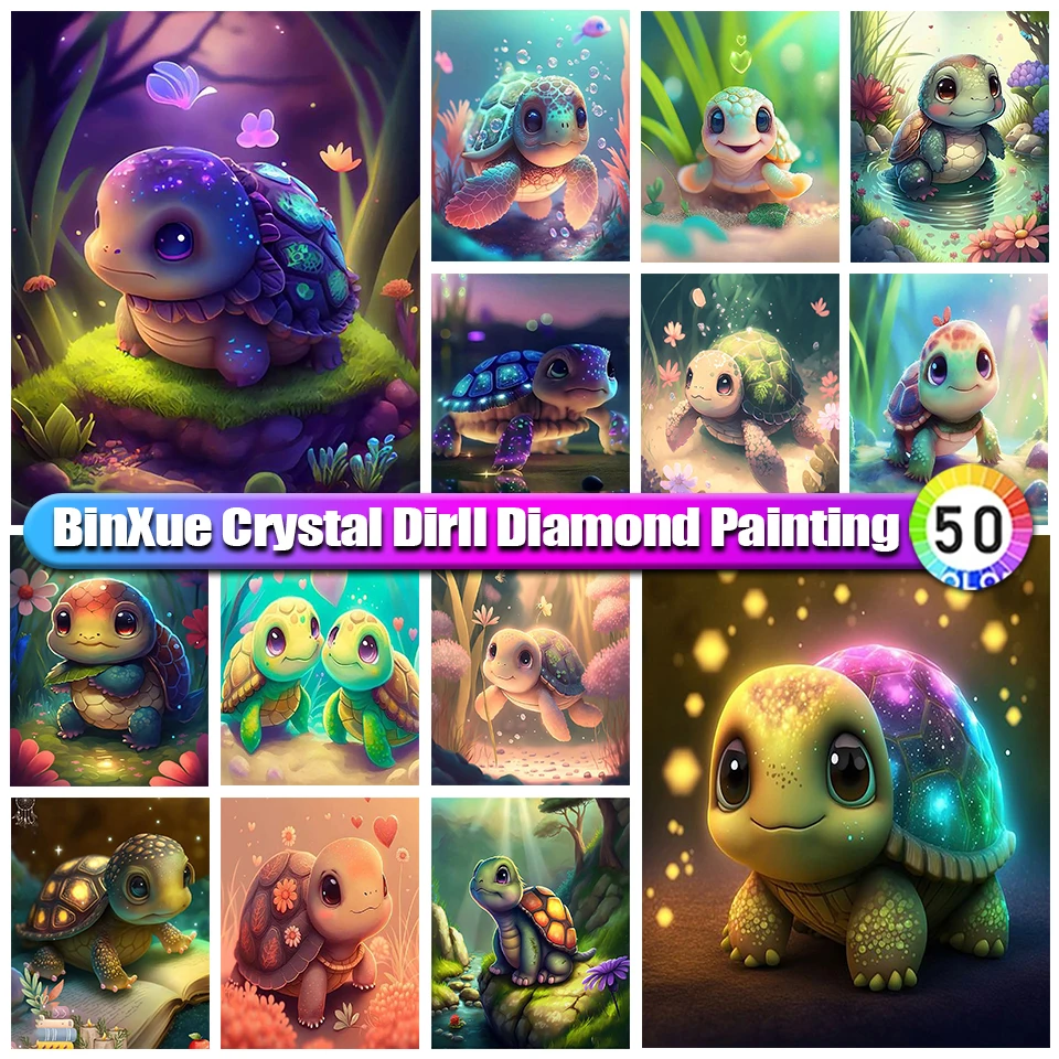 

BinXue мультфильм Животные полная 100% круглая кристаллическая алмазная живопись Милая черепаха ручная работа Сделай Сам Сердце цветок вышивка...