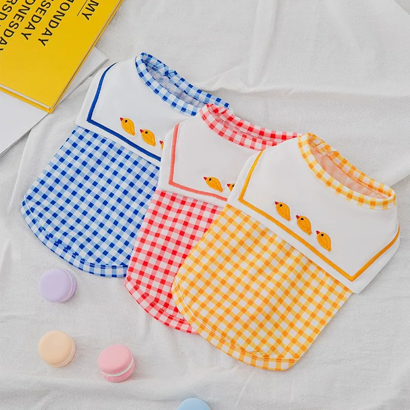 Одежда для собак с вышивкой рубашка тёмно-синий ошейник одежда домашних животных