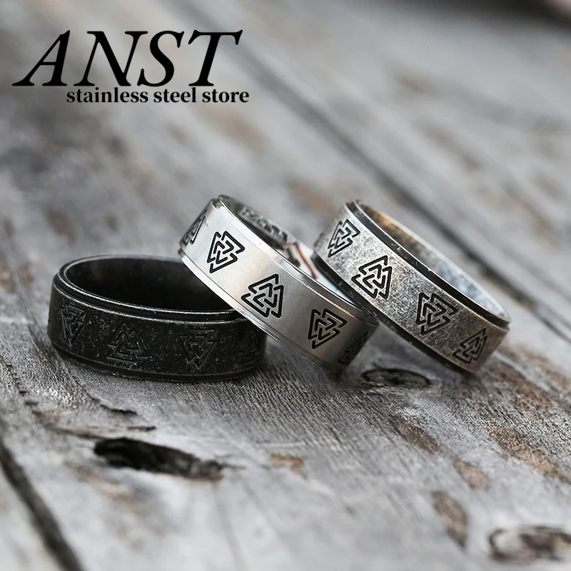 

316L Stainless Steel Odin Norse Anel Amulet Rune Couple Dating Viking Rings For Men Women Words Retro Jewelry Gift