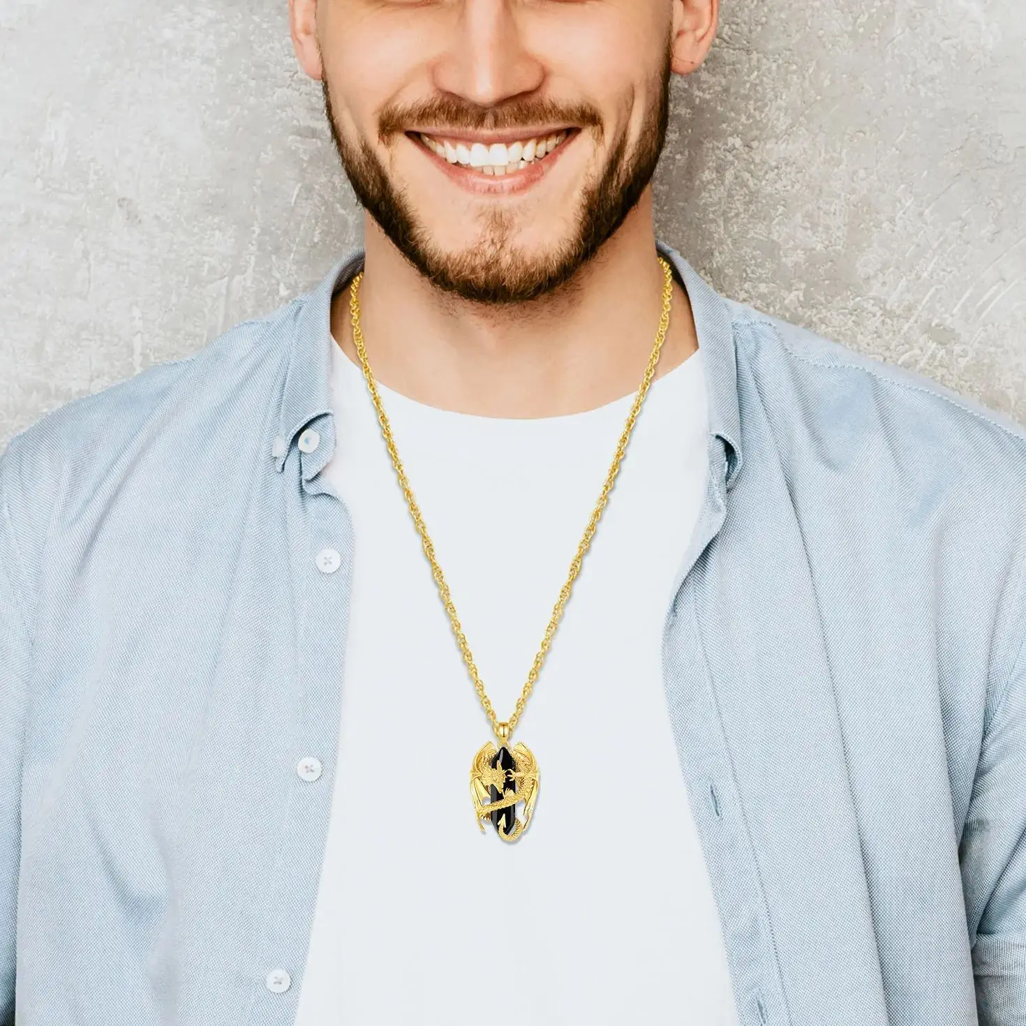 Eudora Dragon Twining шестиугольное обсидиан призматическое ожерелье панк целебный