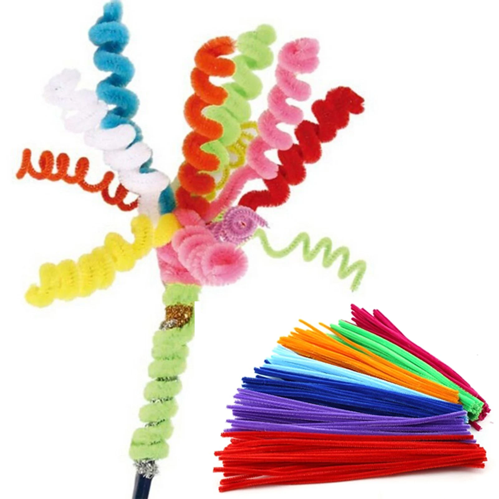 

Pipe Cleaners 100 Pieces Chenille Stems Multi-Color 30cm Long Fuzzy Pipe Cleaners for Kids Creative Craft Decorations SP99