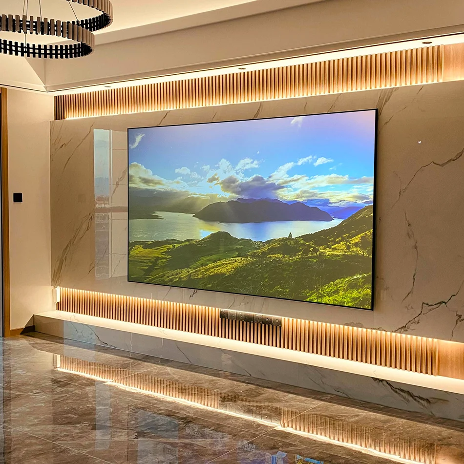 

Yovanxer Grey Crystal Projection Screen ALR Ambient Light Rejecting Fixed Frame Curtain for Home Theatre Office Projection 4K 3D