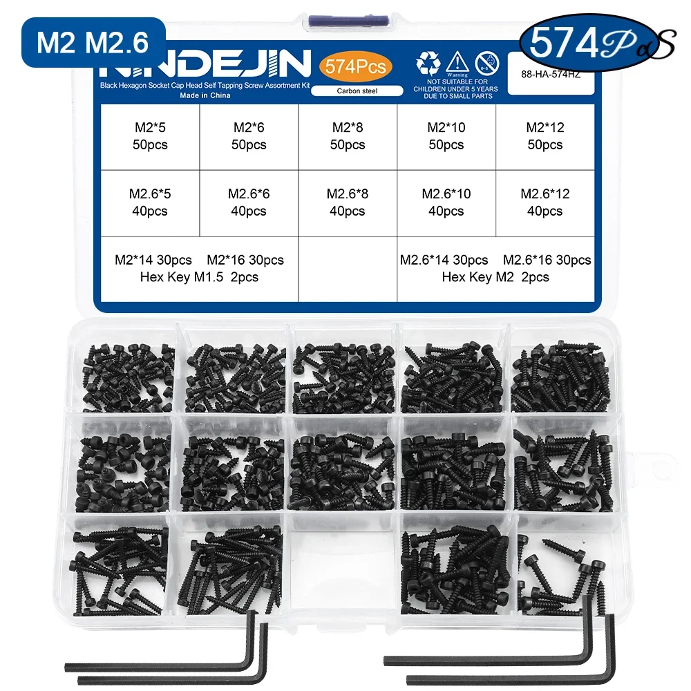 

Набор саморезов NINDEJIN из углеродистой стали M2 M2.6 M3 M3.5 M4