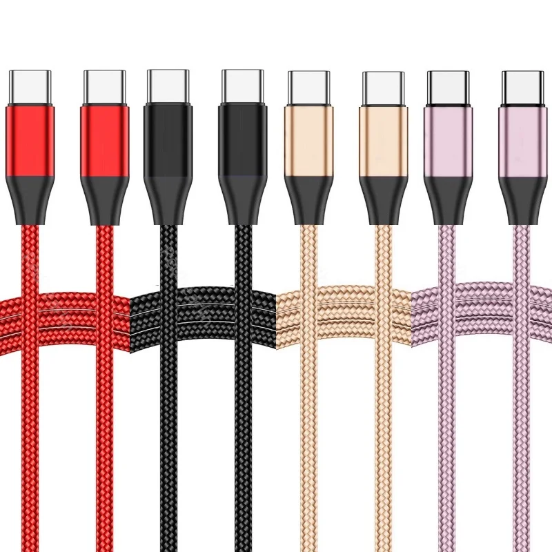 

1M 2M 20W PD Type c to Type c Cable Fast Charging Fabric USB-C Cables For Samsung Galaxy s20 s10 note 20 htc lg xiaomi huawei